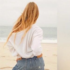 Free People White cashmere cardigan Button-Up Sweater Sz L